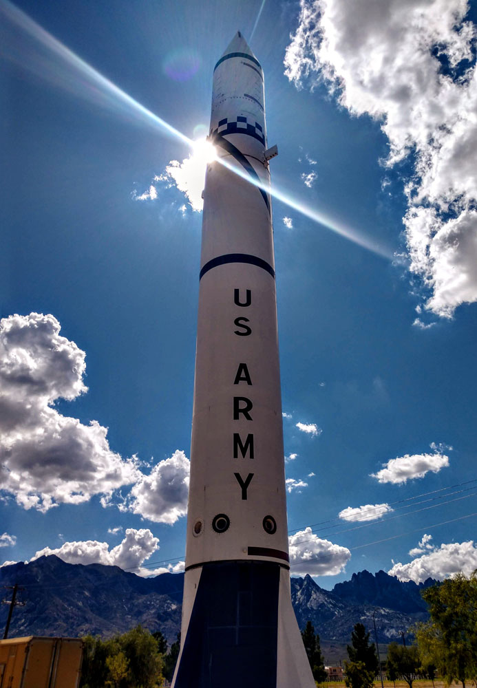 Missile on display outside of the White Sands Missile Range Museum.